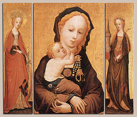 Triptych, 'Madonna of the flowering sweetpea', by 'the Master of Saint Veronica', early 15th century